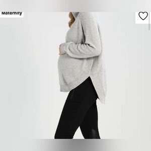 Seraphine maternity Cozy Gray Cowl Neck Sweater with Ribbed Hem